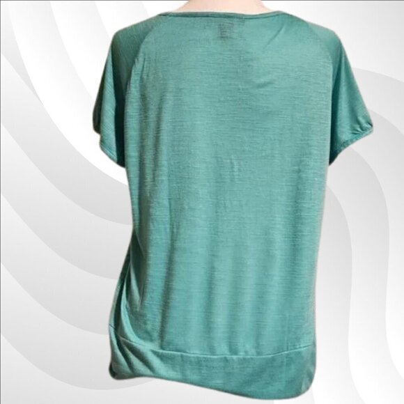 2/$20 I.N. Studio Green Short Sleeve Blouse Size XL | Casual & Stylish Top - Picture 2 of 5